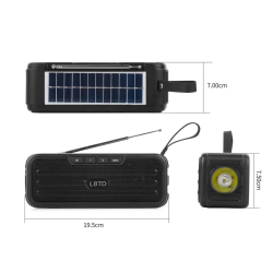 Boxa Portabila L8TD Neagra Bluetooth USB Radio Lanterna cu incarcare solara