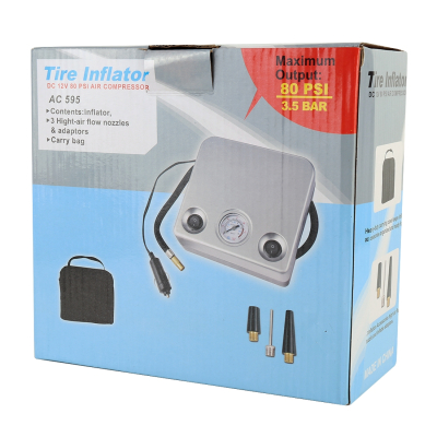 Compresor Auto AC595 12V 80PSI  Argintiu Patrat