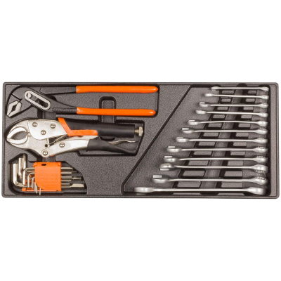 Cutie 285 Piese si  Scule Compartimentata cu 4 sertare Pliabile Negru / Portocaliu