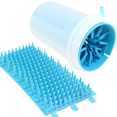 Pahar cu perii  MIC ROZ pentru Curatarea si Dezinfectarea Labutelor Animalelor