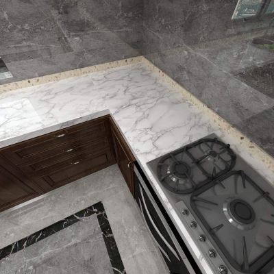 Set 4 X Autocolant Marmura ALBA 60 x 200 Autoadeziv Rezistent pentru Mobila