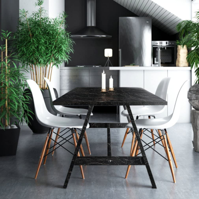 Set 4 X Autocolant Marmura NEGRU CU ALB 60 x 200 Autoadeziv Rezistent pentru Mobila