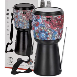 Boxa portabila bluetooth cu incarcare solara design Darbuka cu radio FM si lanterna