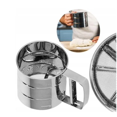 Cana cu sita pentru cernut faina,zahar pudra inox 250 gr