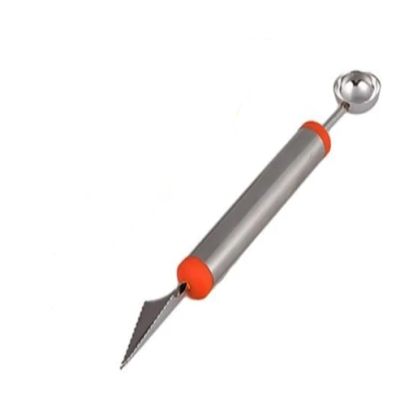 Cutit de sculptat cu lingurita de fructe cu dubla utilizare din otel inoxidabil