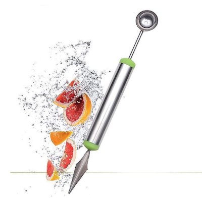 Cutit de sculptat cu lingurita de fructe cu dubla utilizare din otel inoxidabil