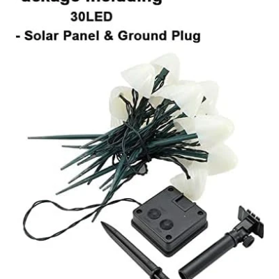 Decoratiune solara cu 30 de lampi in forma de ciuperca