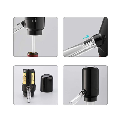 Dispenser si Aerator Electric pentru Sticla de Vin LED Negru