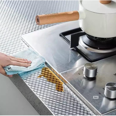 Folie aluminiu ARGINTIE 3D MODEL autoadeziva bucatarie 60 x 300 cm LY