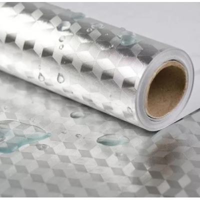 Folie aluminiu ARGINTIE 3D MODEL autoadeziva bucatarie 60 x 300 cm LY