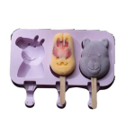 Forma silicon pentru inghetata Pepa Urs Iepure 3 cavitati Mov 19 cm