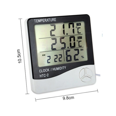 Higrometru HTC-1 cu Termometru De Camera si Ceas cu Ecran LCD
