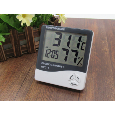 Higrometru HTC-1 cu Termometru De Camera si Ceas cu Ecran LCD