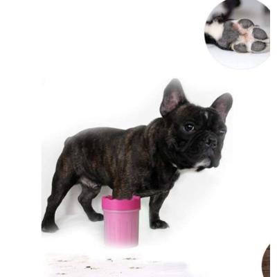 Pahar cu perii  MIC ROZ pentru Curatarea si Dezinfectarea Labutelor Animalelor