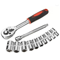 RIB chei tubulare 12 piese 1/4 cu cheie clichet otel crom vanadiu 4-13 mm