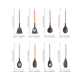 Set 12 ustensile de bucatarie Lemn/Silicon Roz