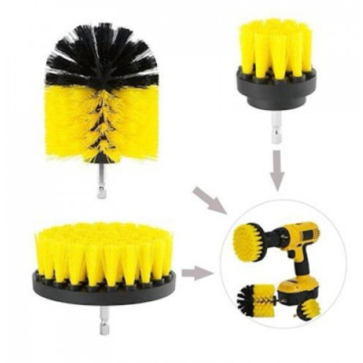 Set 3 perii Galbene curatare cu adaptor pentru bormasina/autofiletanta