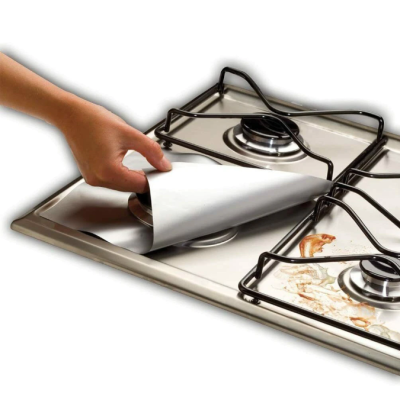 Set 4 folii ARGINTII de protectie pentru aragaz